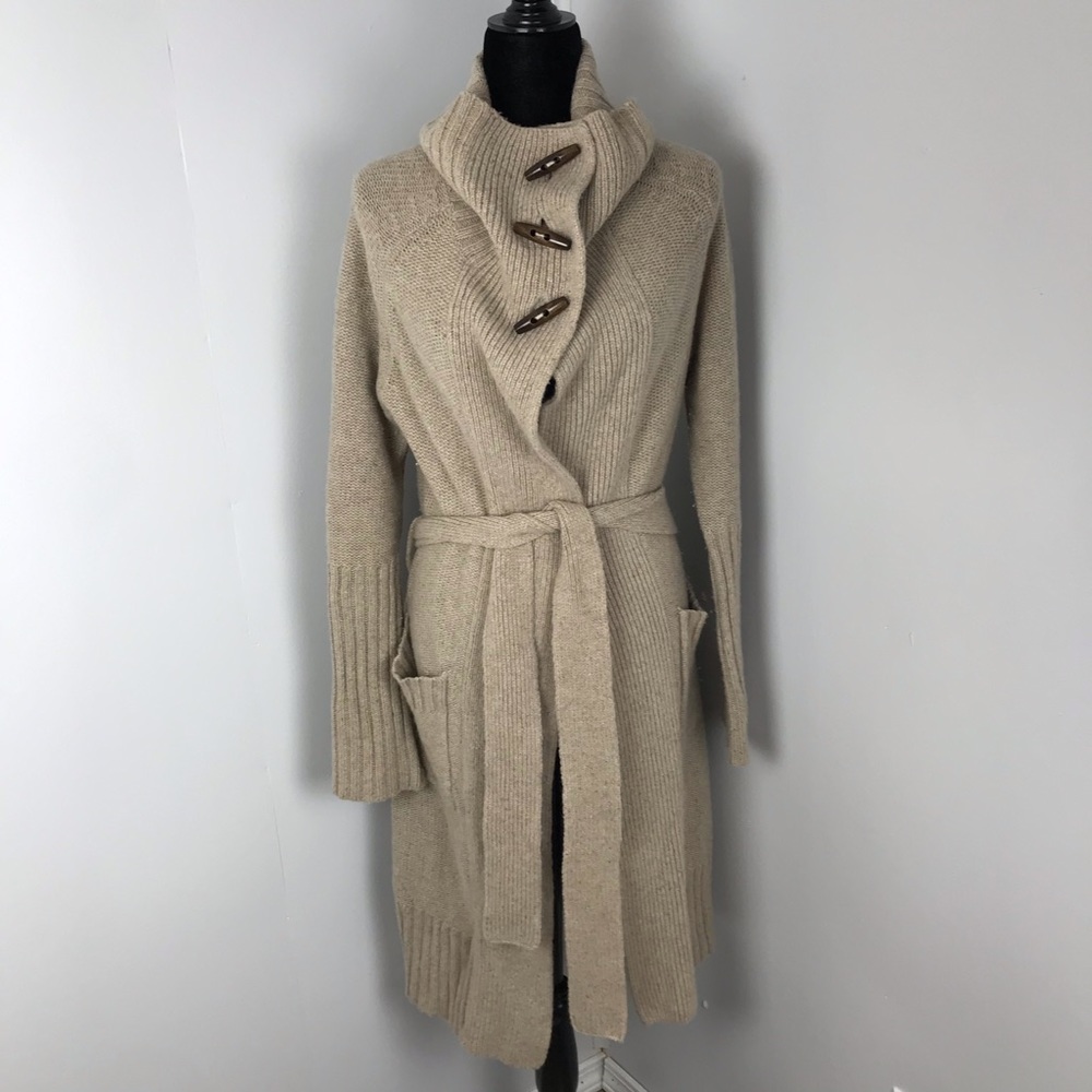 Cozy Beige Knit Long Cardigan with Belt 90s Y2K Vintage